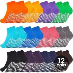 12 Pairs Women's Grip Socks Pilates Yoga Socks Non Slip Socks Ankle Slipper